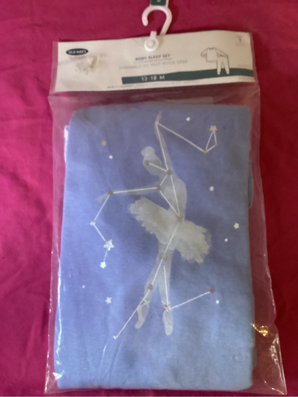 41-Old Navy Blue Ballerina Constellation 2 PieceBaby Sleep Set 12-18 Months new